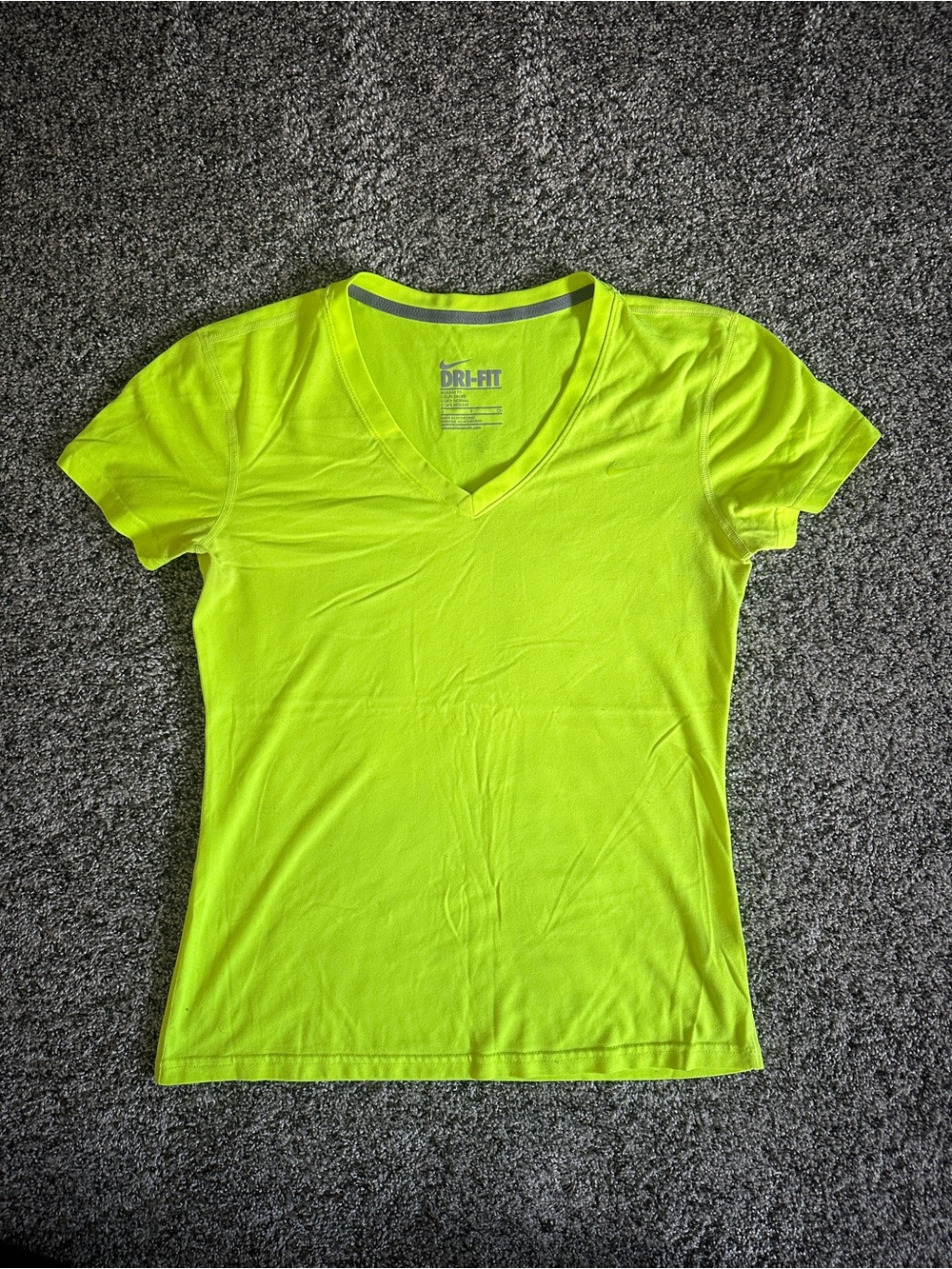 Nike Women's Neon Lime V-Neck Short Sleeve Tee